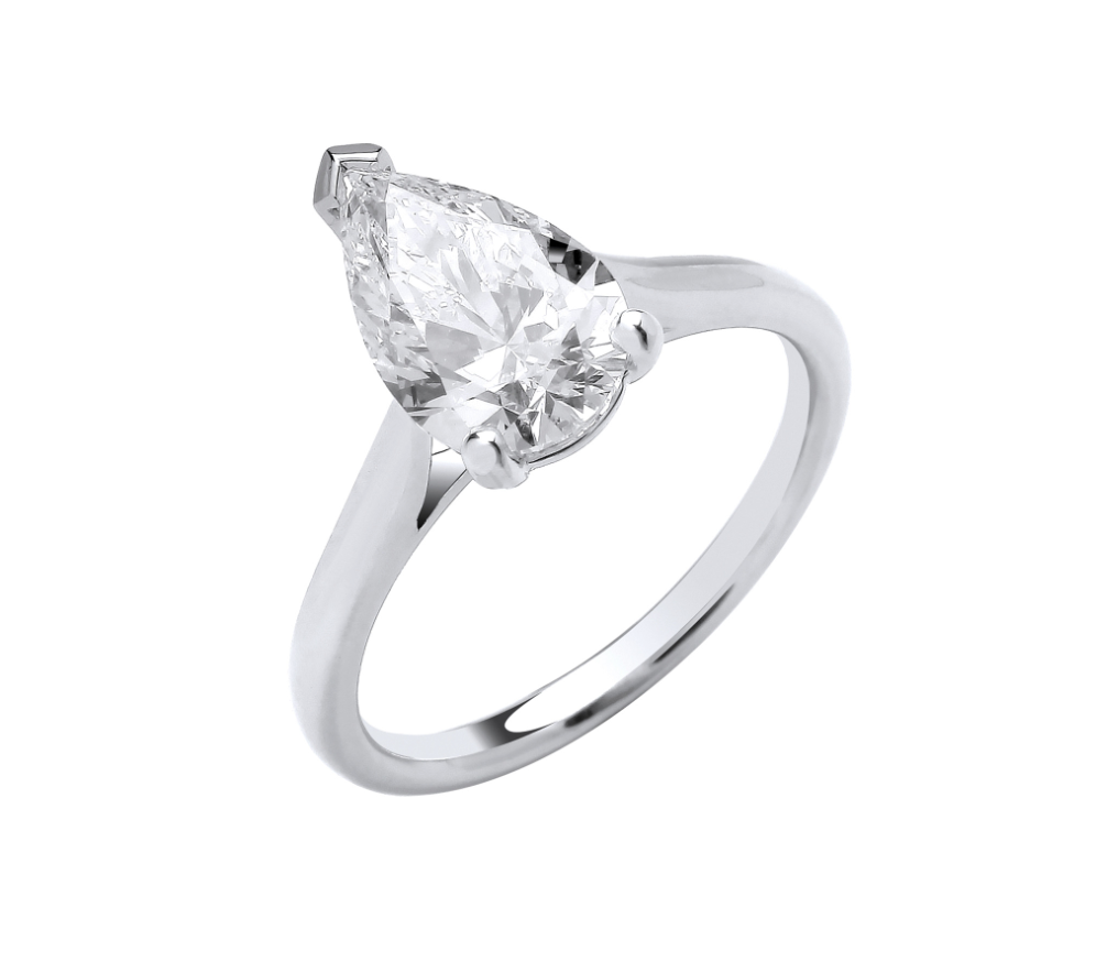 Pear Cut Solitare Engagement Ring IGI Certified