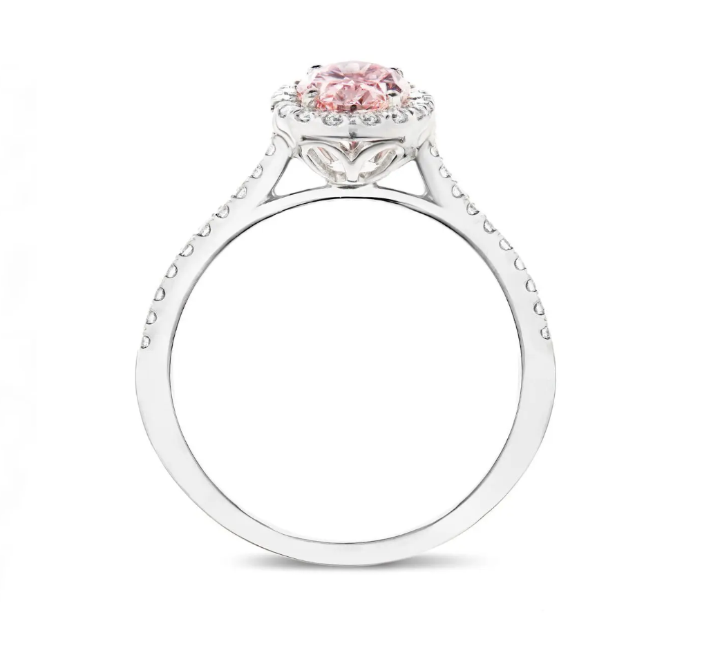 Fancy Vivid Pink Oval Cut Diamond Engagement Ring