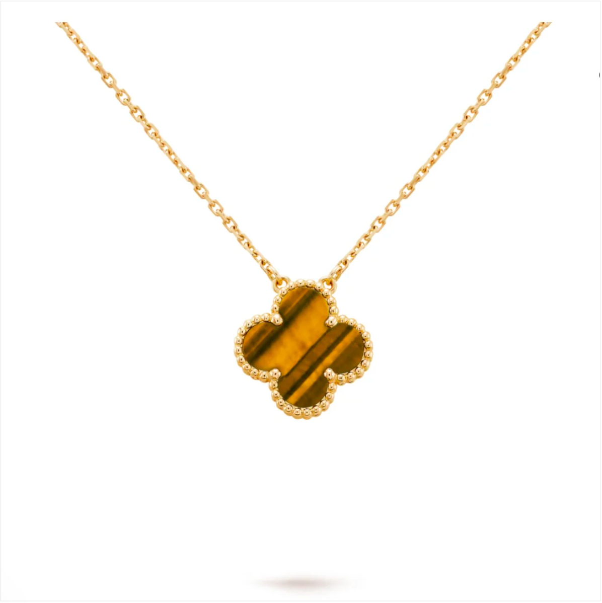 Single Clover Pendant - Tigers Eye