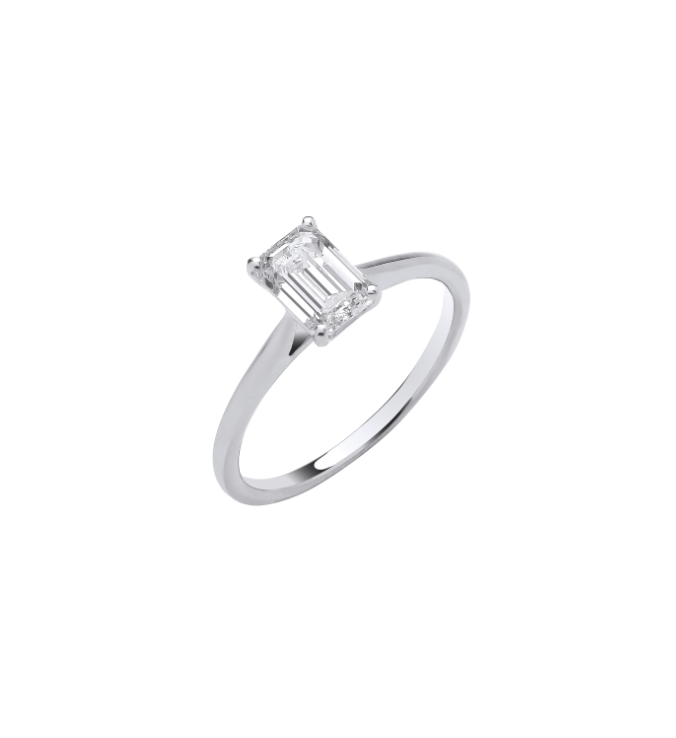 Emerald Cut Solitare Engagement Ring IGI Certified