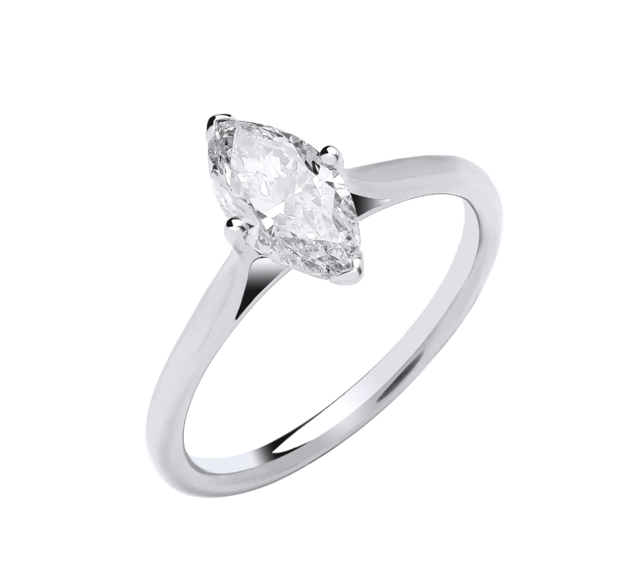 Marquise Cut Solitare Engagement Ring IGI Certified