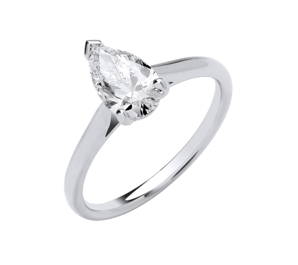 Pear Cut Solitare Engagement Ring IGI Certified