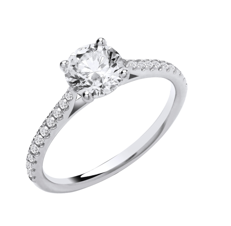 Brilliant Round Cut Engagement Ring with Hidden Halo IGI Certified