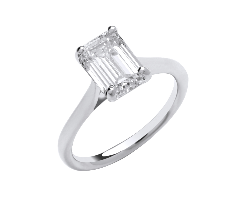 Emerald Cut Solitare Engagement Ring IGI Certified
