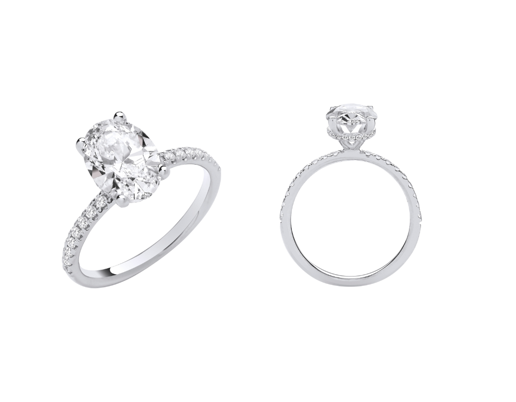 Oval Cut Engagement Ring with Hidden Halo IGI Certified