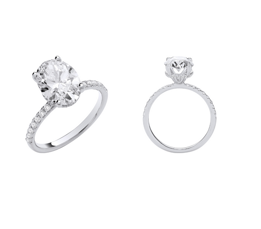 Oval Cut Engagement Ring with Hidden Halo IGI Certified