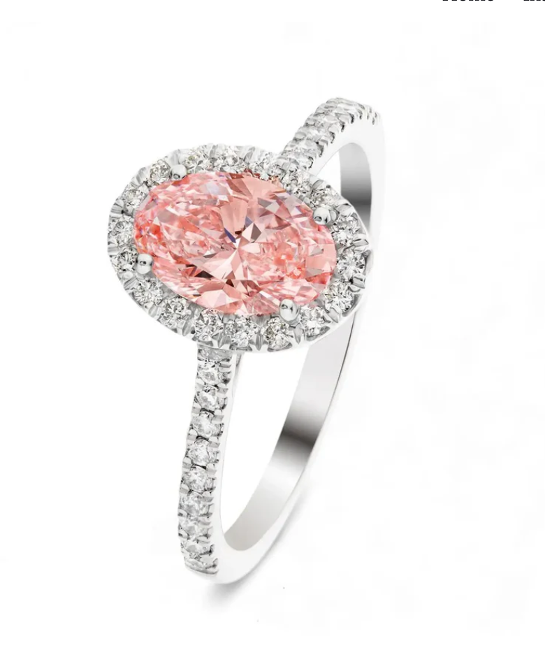 Fancy Vivid Pink Oval Cut Diamond Engagement Ring