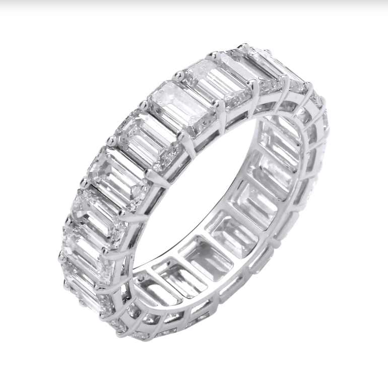 Emerald Cut Lab Grown Diamond Eternity Ring IGI Certified