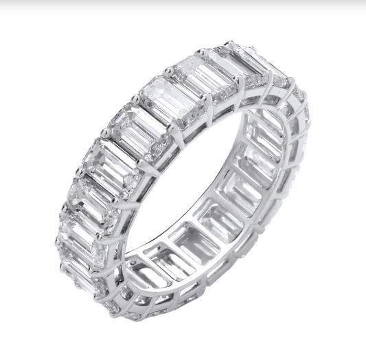 Emerald Cut Lab Grown Diamond Eternity Ring IGI Certified