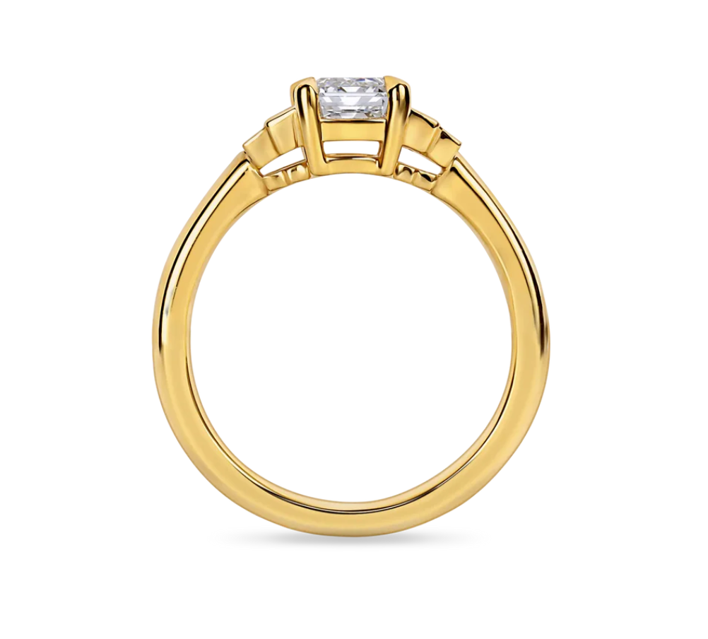 Emerald Cut Five Stone Diamond Engagement Ring