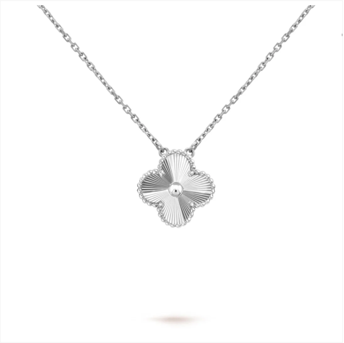 Single Clover Pendant - White Gold