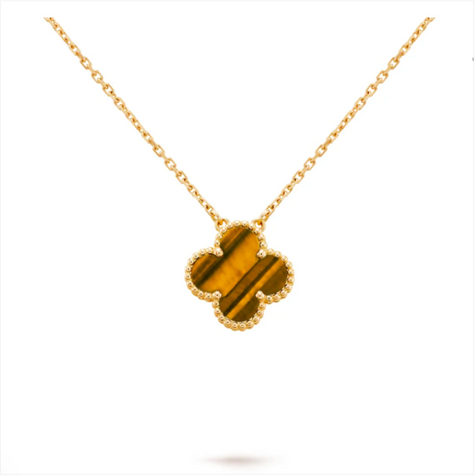 Single Clover Pendant - Tigers Eye