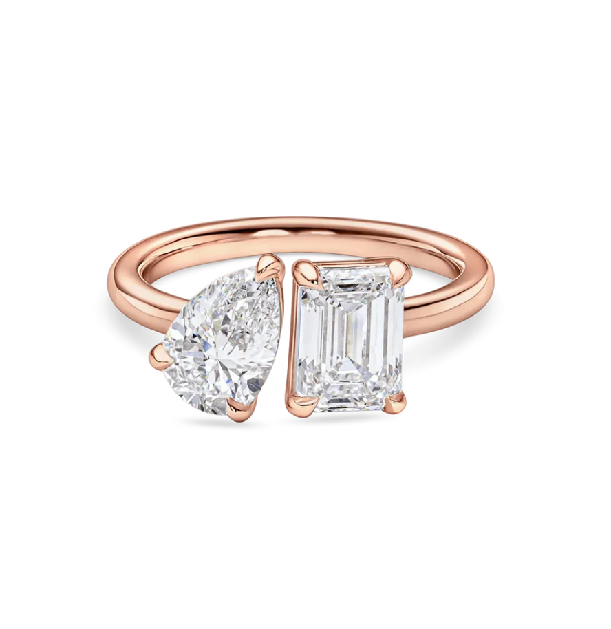 Toi et Moi Diamond Engagement Ring: Pear & Emerald Cut