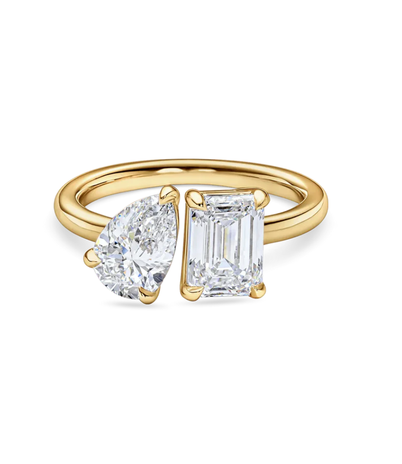 Toi et Moi Diamond Engagement Ring: Pear & Emerald Cut