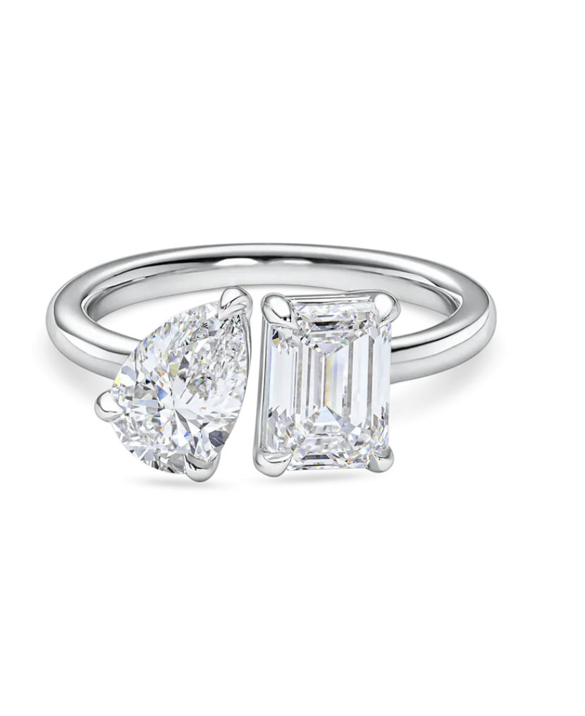 Toi et Moi Diamond Engagement Ring: Pear & Emerald Cut